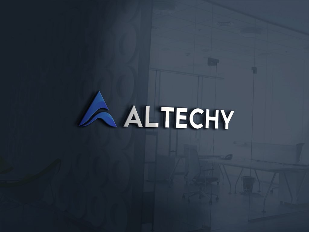The Altechy logo on the wall of a modern office